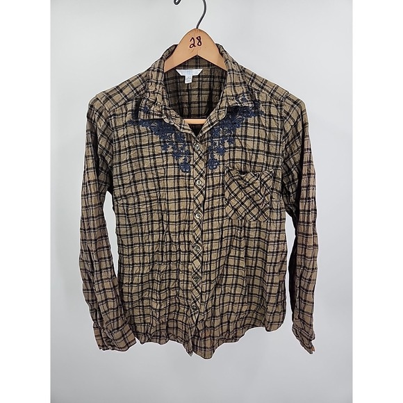Time & Tru Long Sleeve Button Up Large Plaid Shirt‎ - Picture 4 of 7